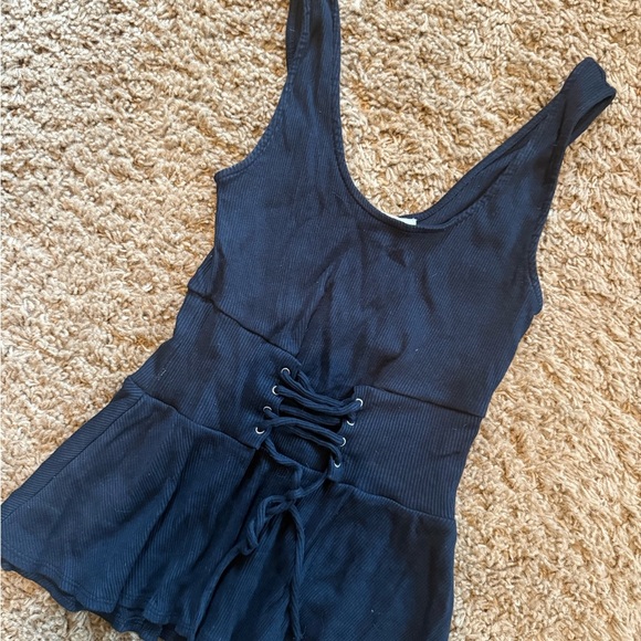 Express Black Lace-Up Bodysuit - Picture 2 of 5